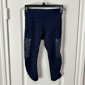 Lululemon Stash It Crop Leggings Navy Inkwell Reflective Size 2